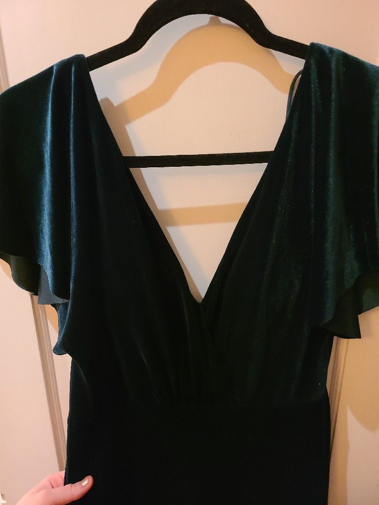 Jenny Yoo Bridesmaid's Dress For Anthropologie Green Velvet Size 4