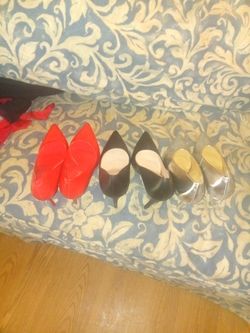 New 3 pairs of heels red silverblack