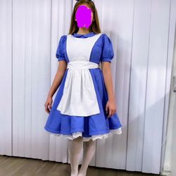 Alice In Wonderland Blue Dress Disney Costume Women's Size M Medium Or Size 14 Halloween