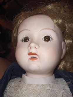 Blue Velvet Porcelain Doll