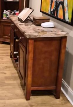 Large solid Wood Sideboard with Stone Top