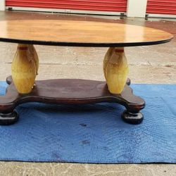 Antique Wood 2 Tone Coffee Table - Customized with Bowling Pin Legs