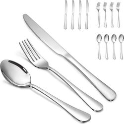 Silverware Set, Stainless Steel Knives Spoon Forks Set for Home, Kitchen and Restaurant, Mirror Polished & Dishwasher Safe (12pcs)