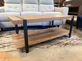 Rustic Industrial 2-Tier Rectangular Coffee Table