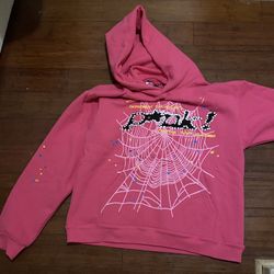 pink sp5der hoodie size medium