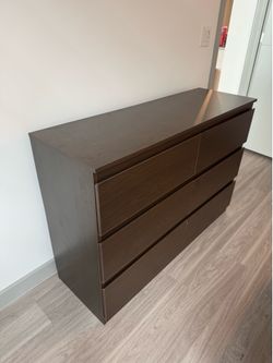Jocoevol Modern 6 Drawer Dresser - Simply Chest of Drawers for Bedroom, Closet, Living Room, Hallway, Entryway, Wood Storage Double Dresser with Smoot