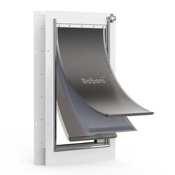 Baboni 3-Flaps Pet Door for Interior and Exterior Doors, Steel Frame and Telescoping Tunnel