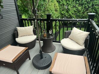 5 piece bistro wicker oval patio set