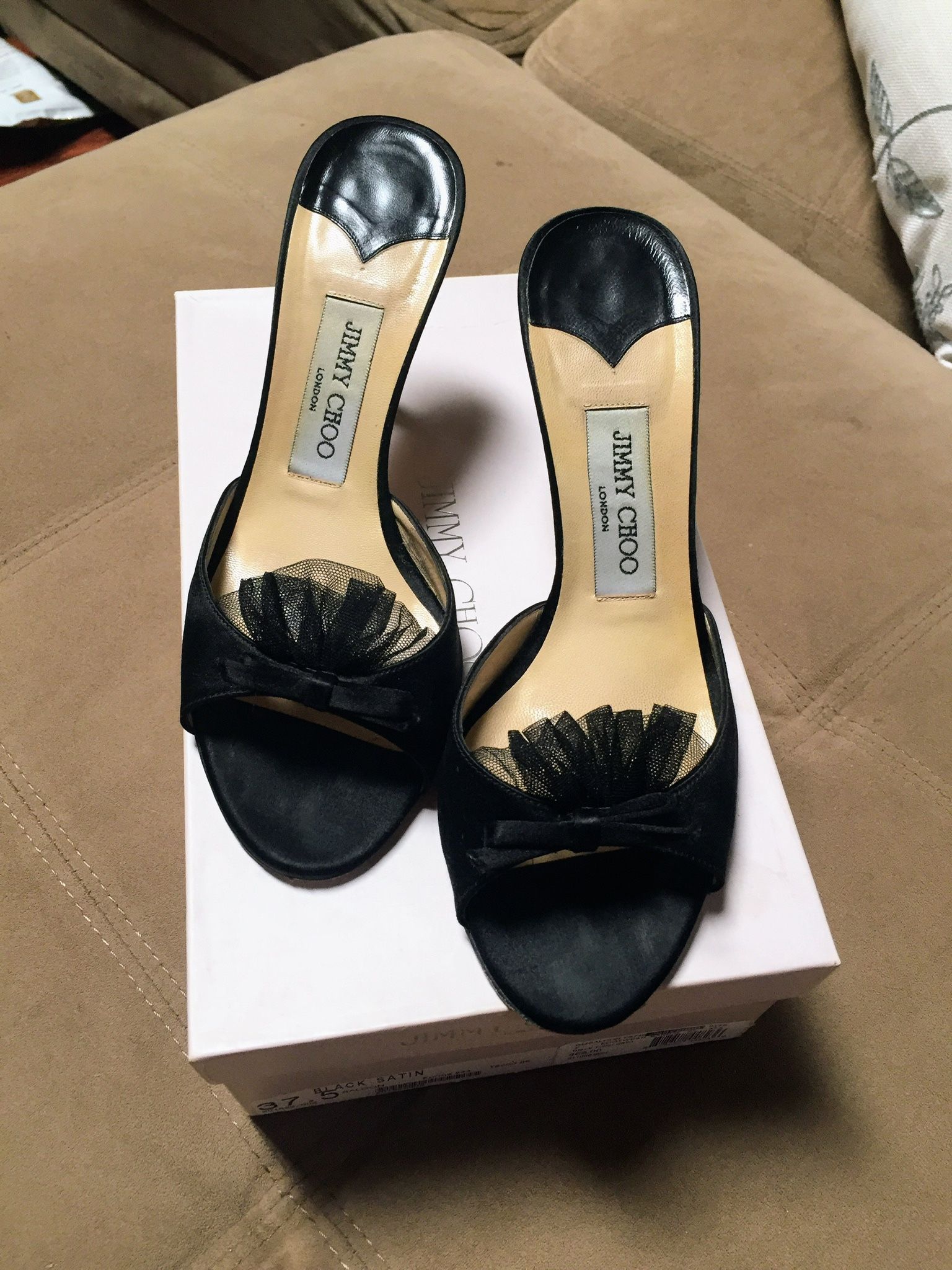 Jimmy Choo $465 Satin & Tulle Heels W/box - 37.5