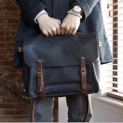 Bleu De Chauffe Leather Messenger Bag
