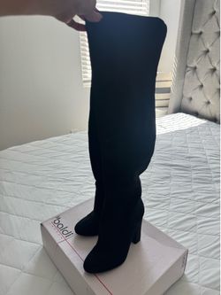 Black suede knee high boots