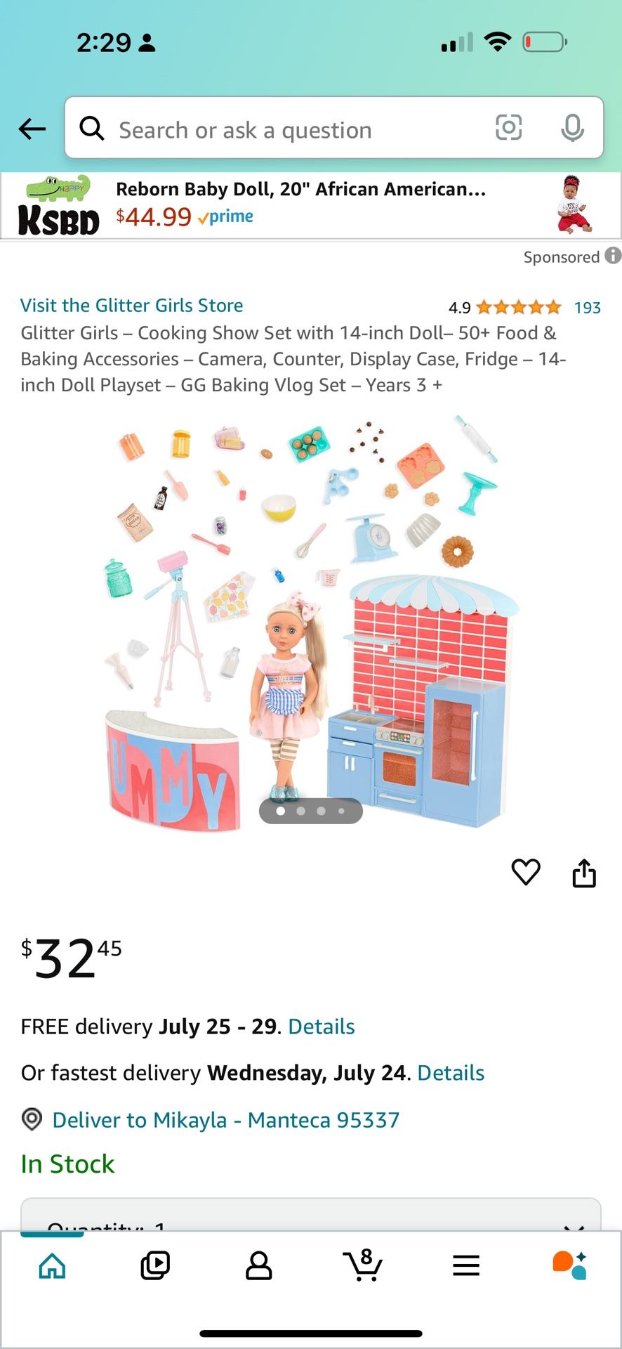 Glitter Girls – Cooking Show Set with 14-inch Doll– 50+ Food & Baking Accessories – Camera, Counter, Display Case, Fridge – 14-inch Doll Playset – GG 