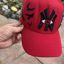 VOID NY red anime eye cap hat adj strap