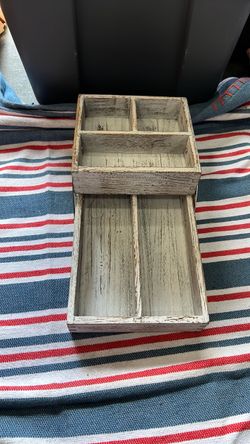 Rustic Whitewashed Wood Organizer Box
