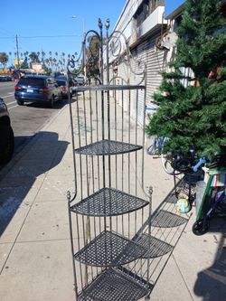Vintage Metal Corner Plant Stand / Shelf