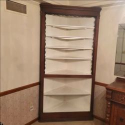 Vintage Solid Wood Corner Display Cabinet / Corner Hutch