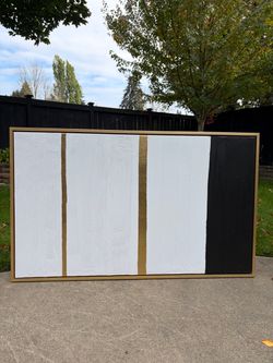 Large Abstract Textured Canvas Wall Art with Gold Frame