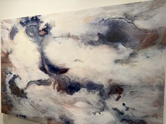 Large Abstract Canvas Wall Art - Blue and Neutral Tones