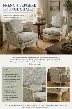Pair of French Bergère Style Lounge Chairs