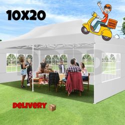 🤍10x20' Heavy Duty Enclosed Pop Up Canopy Folding with 4 Sidewalls for Outdoor Event Vendor Farmer Flea Market Tent 🤍🤍🤍