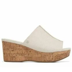 Circus by Sam Edelman Size 8.5 Raina Ivory Cork Wedge Canvas Sandals