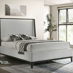 Brand New Light Gray Dark Gray Queen Size  Bed Frame