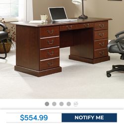 Executive Office Desk By Sauder Model 402159, Locking Drawers W/2 Keys. 