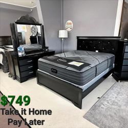 AMALIA BLACK PANEL BEDROOM SET