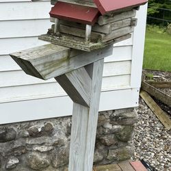 Vintage Bird House With Post