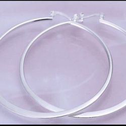 925 STERLING SILVER ROUND HOOP EARRINGS 2.25”