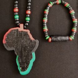 African Bead Necklace And Coconut Bead Bracelet