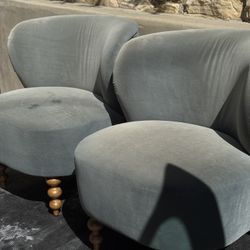 2 X Bluish Green Accent Chairs