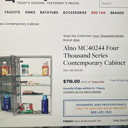 Alno MC40(contact info removed) series medicine cabinet, satin nickel