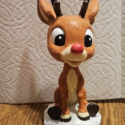 CHRISTMAS RUDOLPH THE RED NOSE REINDEER CERAMIC BOBBLEHEAD MISFIT  DECOR  BD &A 