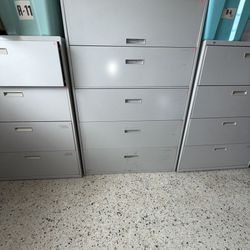 Office Filing Cabinets Set of 3 Cabinets Drawers Storage Metal FREE