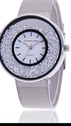 Silver or rosegold crystal bead moving watch! Brand new!