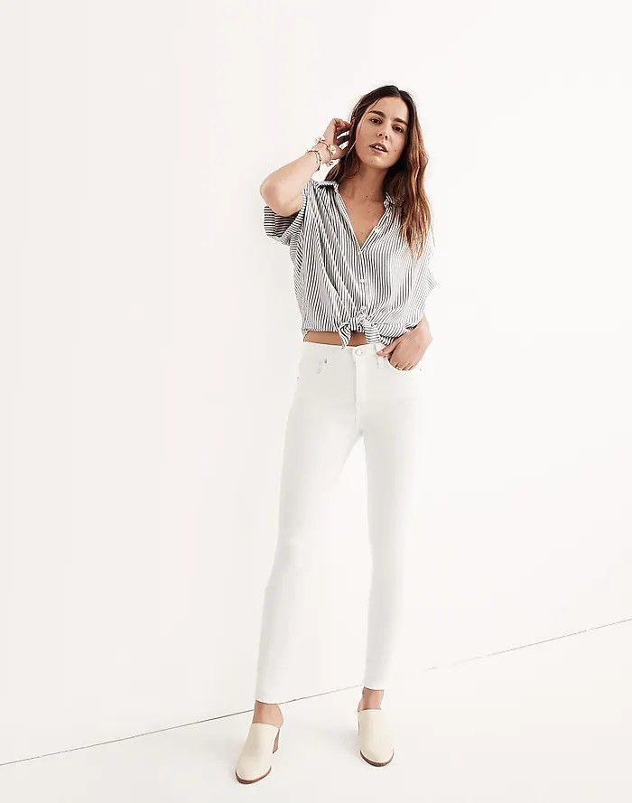 Madewell 9" High Rise Skinny Jeans in Pure White Women's Size 24 S Denim Pants