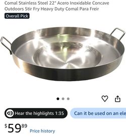 Comal Stainless Steel 22" Acero Inoxidable Concave Outdoors Stir Fry Heavy Duty Comal Para Freir
