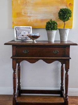 2 Vintage Solid Wood Side Tables – Pair