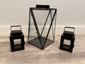 Decorative Metal and Black Lanterns - 3 total