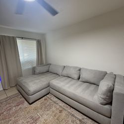 Light Gray Sectional Couch w/ Chaise American Furniture Warehouse