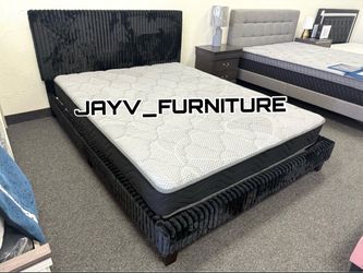 New queen bed frame with mattress