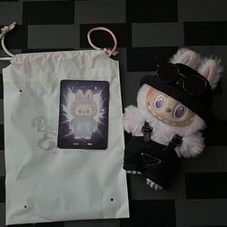 Purple Labubu Big On Energy Series With Black Prada Clothes