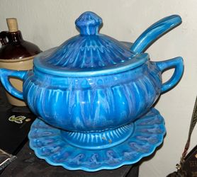 VTG 4 Pc Soup TUREEN Bowl w Lid , Plate & Ladle