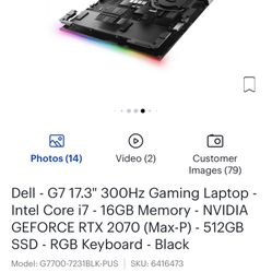 Dell - G7 17.3" 300Hz Gaming Laptop Intel Core i7 - 16GB Memor