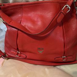 Authentic MCM Hobo 2way Shoulder Bag In Orange Color