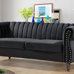 Black Velvet couch 76.4”