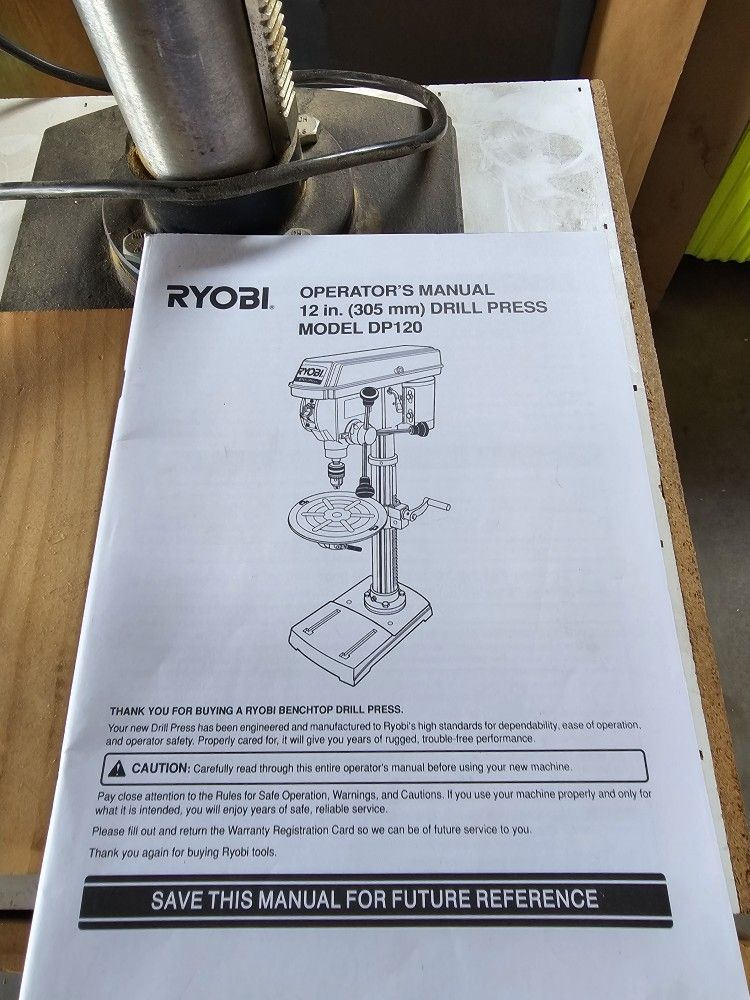 Ryobi 12in Bench Drill Press W/RollingCabinet Stand
