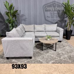 🛋️ Light Gray Reversible Sectional Sofa (Delivery Available!! )