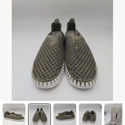 Ilse Jacobsen Green perforated leather Shoes 